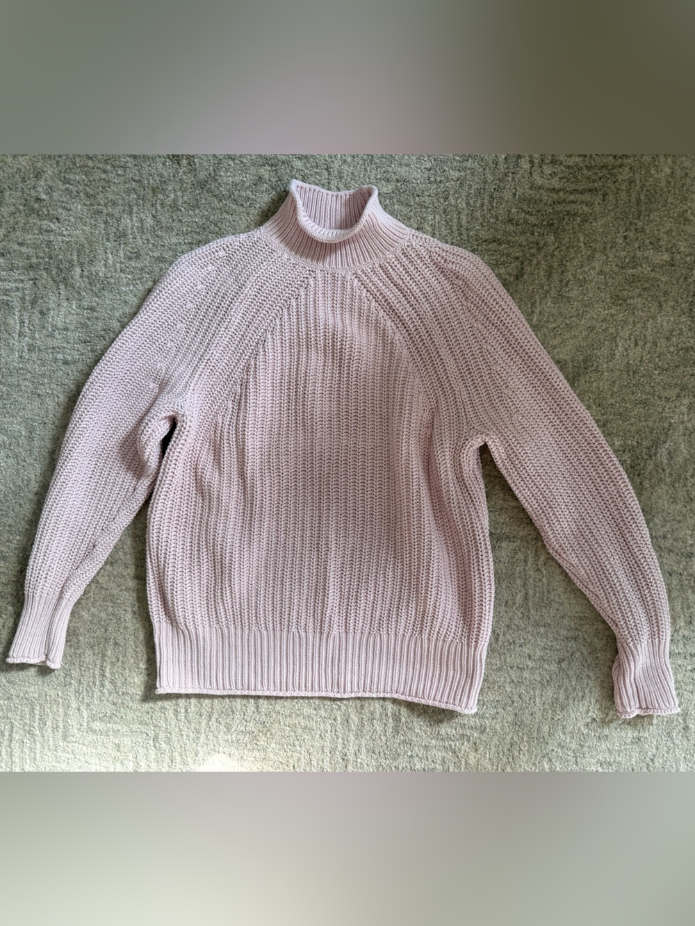 J. Crew Chunky Ribbed Turtleneck Sweater in Pale Pink